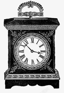 黑白欧式时钟手绘素材