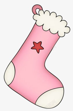 卡通粉色星星袜子装饰素材