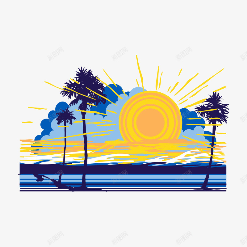 夏日海边风光矢量图ai免抠素材_88icon https://88icon.com 夏日 夏日海边风光矢量图 海边 风光矢量图 矢量图