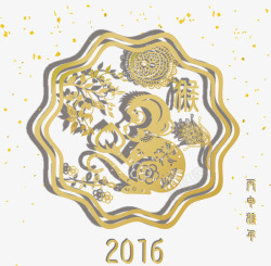 2016金色猴子花纹矢量图素材