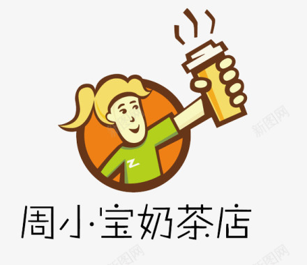 女孩的童年卡通奶茶logo图标图标