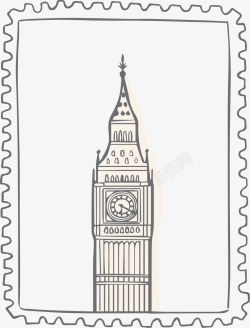 英国伦敦大笨钟邮票矢量图素材