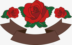 红玫瑰彩带标题框素材