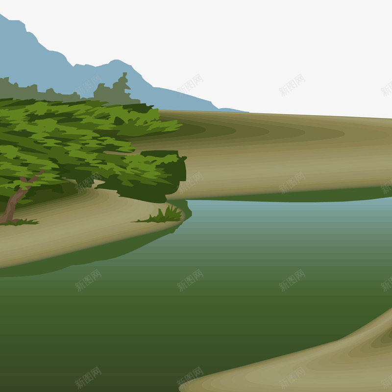 田园风光小河流png免抠素材_88icon https://88icon.com ai png图 卡通插画 小桥 小河流 山川 水彩河流 田园风光 矢量插画 风光 风景