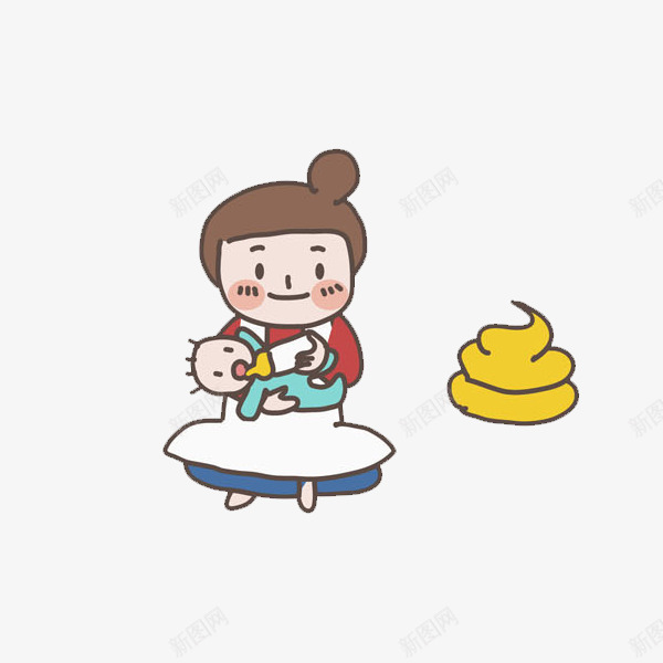 喂孩子的母亲png免抠素材_88icon https://88icon.com 便便 卡通 吃奶 婴儿 手绘 插图 母亲 黄色的