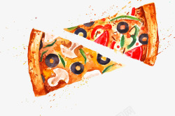 意大利美食披萨手绘素材