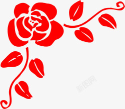 红色玫瑰欧式花纹素材