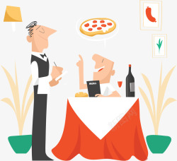 意式餐厅点餐披萨矢量图素材