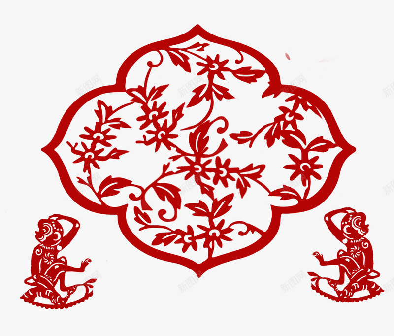 中国风剪纸png免抠素材_88icon https://88icon.com 中国风 剪纸 猴子 窗花