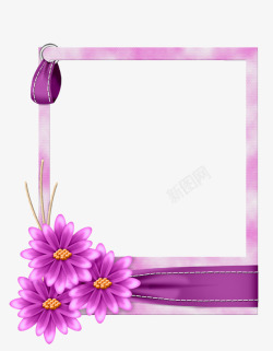 紫色手绘花朵方框边框纹理素材