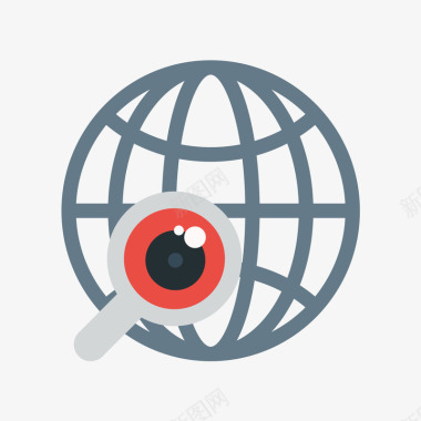 搜索图标全球搜索卡通图标矢量图图标