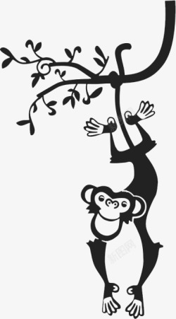 倒挂在树上的猴子素材