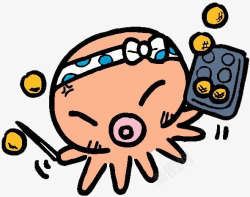 章鱼八爪鱼动物卡通可爱素材