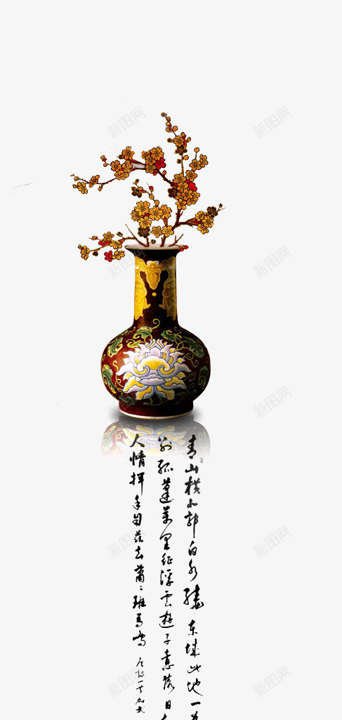 中国风花瓶png免抠素材_88icon https://88icon.com 倒影 复古风 花瓶