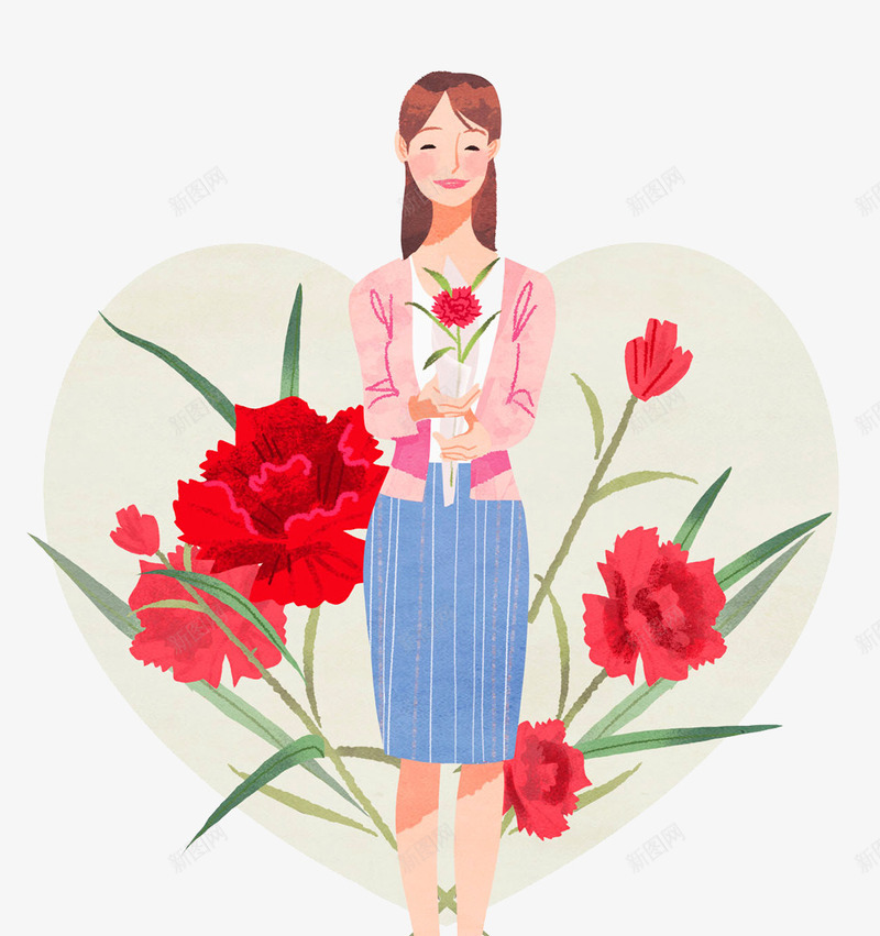 手绘母亲节装饰插图手抱康乃馨的png免抠素材_88icon https://88icon.com 女人 康乃馨 手抱 手绘 手绘母亲节装饰插图手抱康乃馨的女人免费下载 母亲节 装饰插图