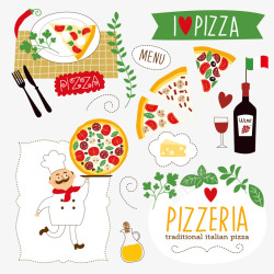 披萨花纹卡通披萨元素高清图片