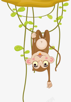 倒挂在树条上的猴子素材