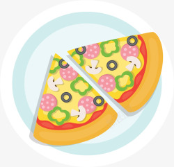 意式风情盘子里的美味披萨矢量图高清图片