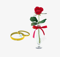 玫瑰花瓶戒指矢量图素材