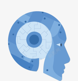 人工智能蓝色大脑矢量图素材