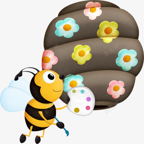 蜜蜂和蜂巢png免抠素材_88icon https://88icon.com 儿童 勤劳的小蜜蜂 卡通 小精灵 童话 蜜蜂 黄色