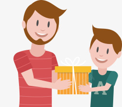 卡通父亲节给父亲礼物的男孩矢量图素材