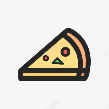 手绘感恩节食物黄色手绘三角形披萨美食元素矢量图图标图标
