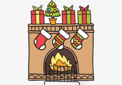 圣诞火炉壁炉袜子礼物素材