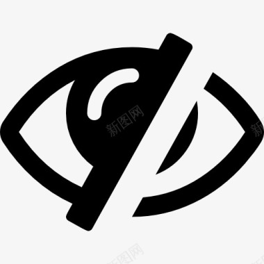 隐形防护网眼睛有一个对角线界面符号隐形图标图标