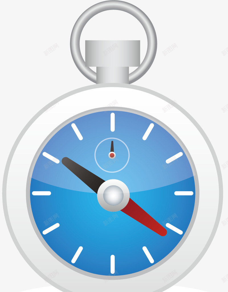 蓝色表盘秒表矢量图ai免抠素材_88icon https://88icon.com 时间 时间动画 矢量图 秒表矢量卡通图 精准 计时器 运动