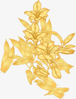 中秋节金黄色花朵树叶素材