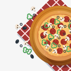 西红柿披萨饼矢量图素材