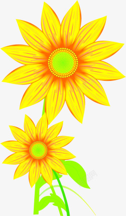 金黄色手绘向日葵素材