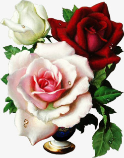 手绘彩铅彩色花朵玫瑰素材