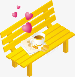 精美爱情情人节座椅心糕点咖啡奶素材