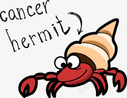 卡通线条动物螃蟹癌症的隐士素材