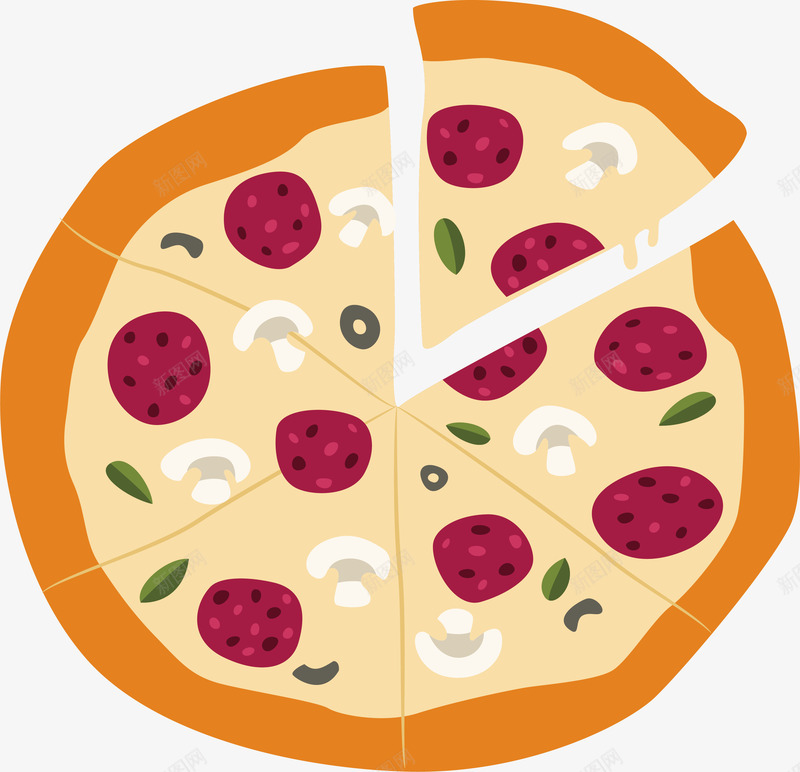手绘蘑菇培根披萨png免抠素材_88icon https://88icon.com 培根披萨 披萨 披萨饼 矢量png 芝士披萨 蘑菇披萨