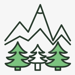 雪山绿树矢量图素材