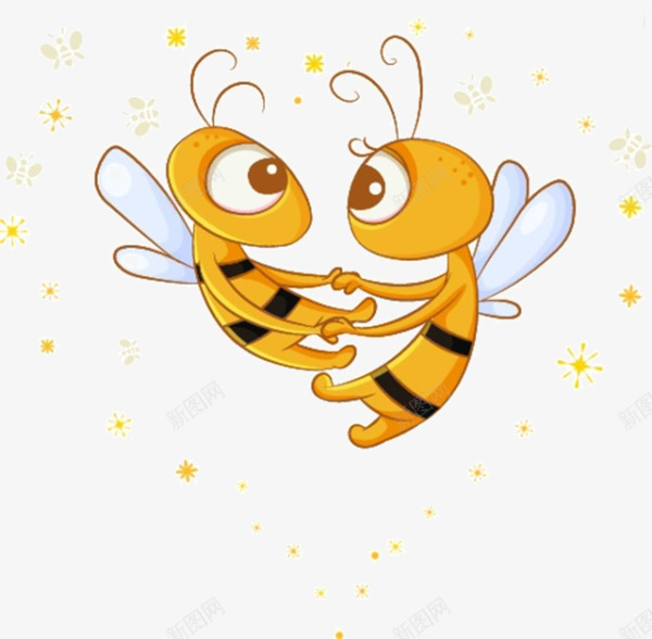 卡通两只蜜蜂png免抠素材_88icon https://88icon.com 两只 卡通 花朵 蜜蜂 蝴蝶