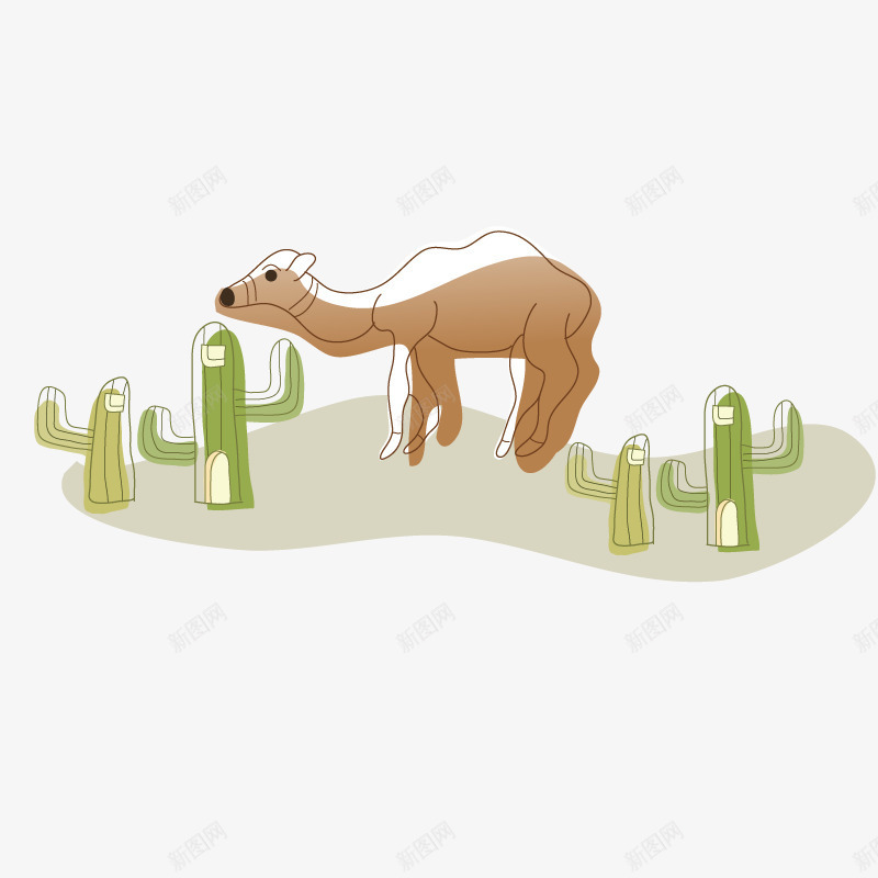 沙漠骆驼png免抠素材_88icon https://88icon.com 仙人树 动物 场景 植物 素描