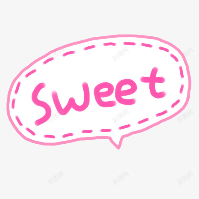 粉色卡通SWEET装饰图案png免抠素材_88icon https://88icon.com SWEET 免抠PNG 卡通 对话框 粉色 装饰图案