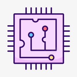 紫色手绘圆角芯片元素矢量图素材