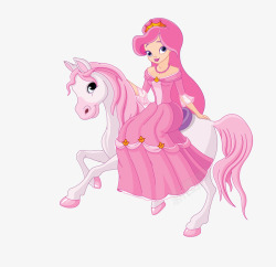 粉色卡通骑马公主素材