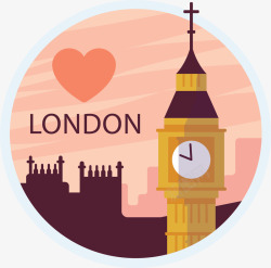 英国伦敦旅游标签矢量图素材