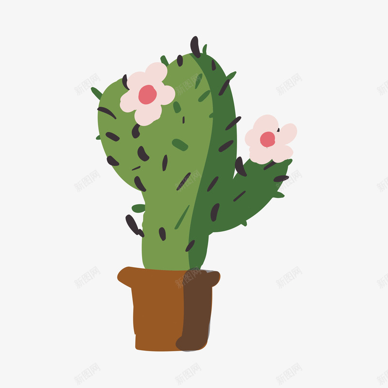 手绘仙人掌png免抠素材_88icon https://88icon.com 刺 植物 水彩植物 绿色仙人掌 花盆