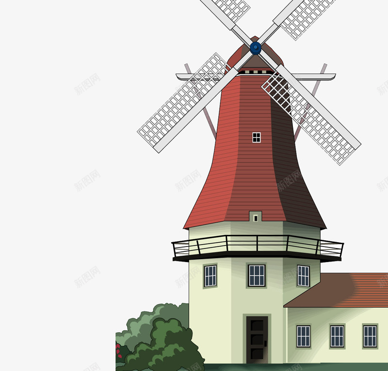 荷兰风车建筑物png免抠素材_88icon https://88icon.com 建筑物 房子 荷兰风 风车