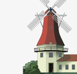 荷兰风车建筑物素材