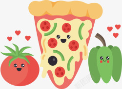 卡通披萨配菜矢量图素材