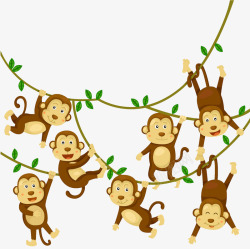 棕色卡通猴子装饰图案素材