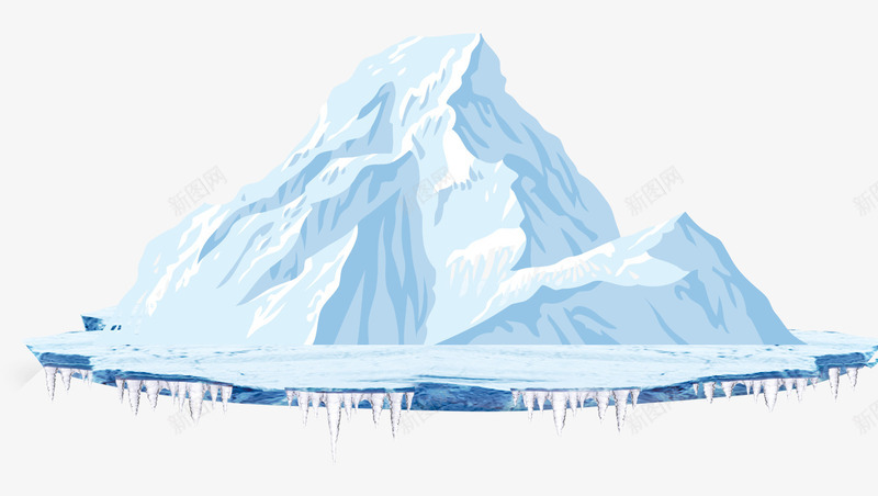 蓝色雪山装饰psd免抠素材_88icon https://88icon.com 免扣素材 蓝色 装饰图案 雪山